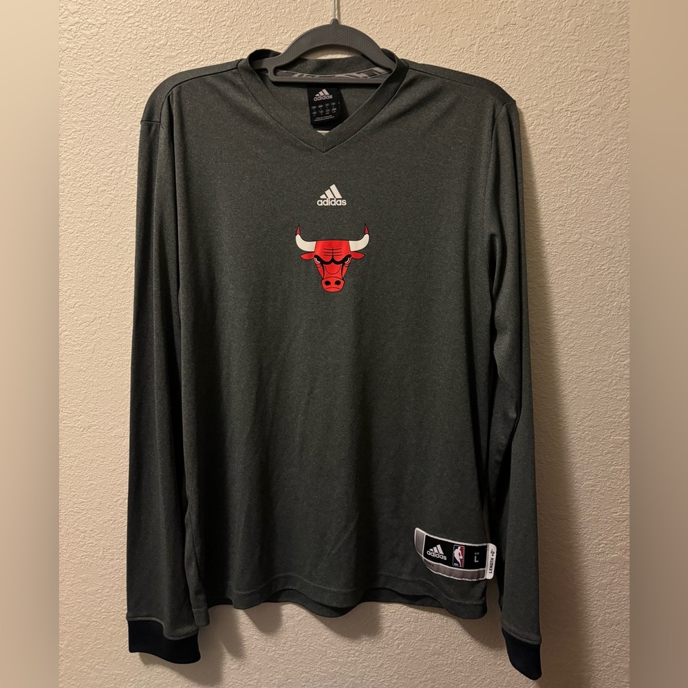 Adidas Black Long Sleeve Tee with Bulls Logo